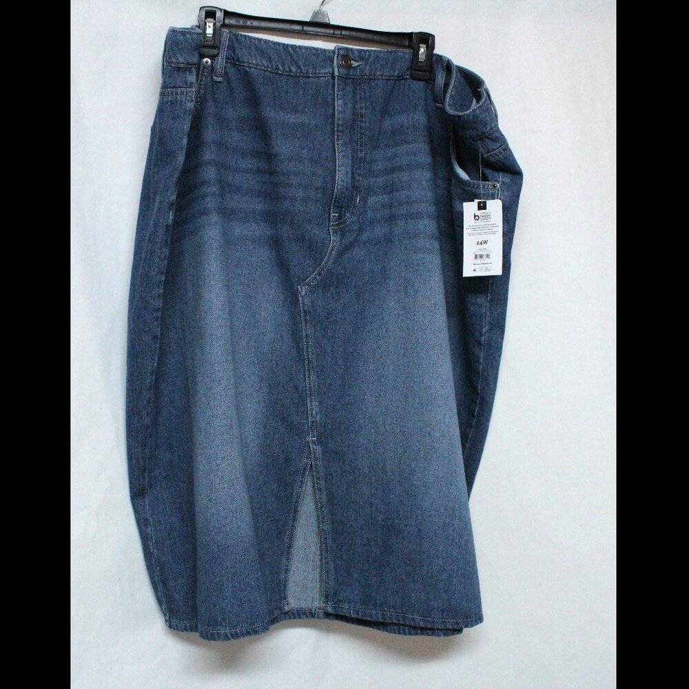 Terra & Sky Blue Denim Midi Skirt NWT